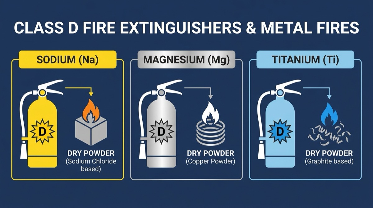 Class D fire extinguisher for combustible metal fires
