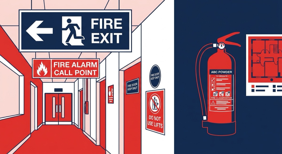 Fire extinguisher sign requirements — placement, types, and compliance guide